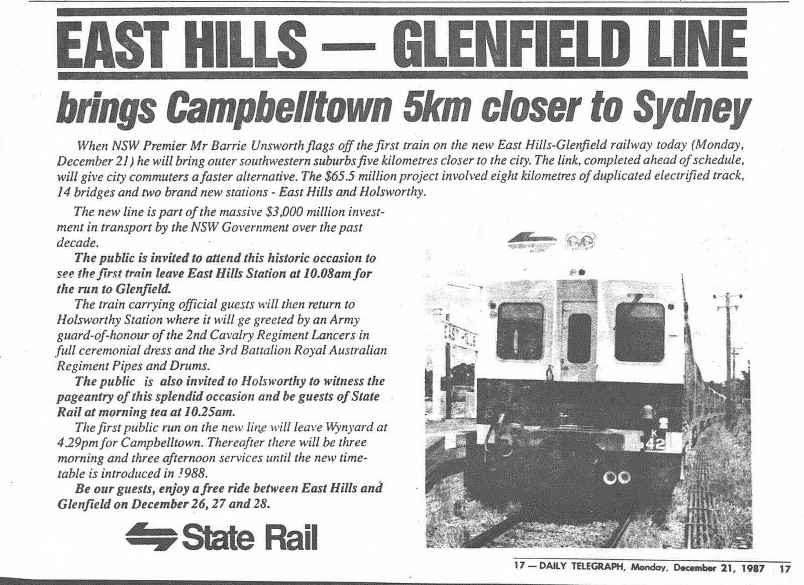East Hills Extension Opening promotional advertisement courtesy Fabian Amuso