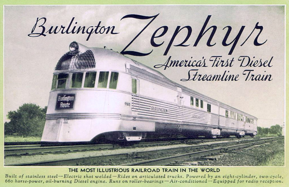 Budd Pioneer Burlington Zephyr Postcard
